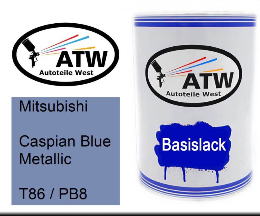 Mitsubishi, Caspian Blue Metallic, T86 / PB8: 500ml Lackdose, von ATW Autoteile West.